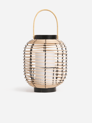 H & S Collection Brown Lantern Pe Rattan With Handle