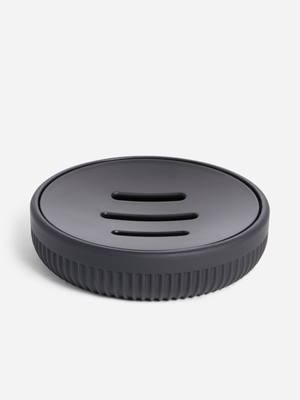 Jet Home Black Ribbed Soap Dish