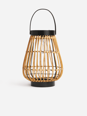 H & S Collection Brown Lantern Pe With Solar 27X38Cm