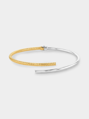 Yellow & White Gold Two-Tone Wrap Around Bangle