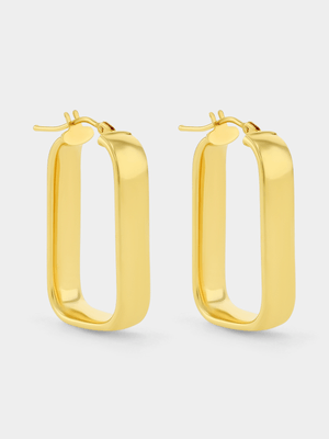 Yellow Gold Bold Rectangle Hoop Earrings