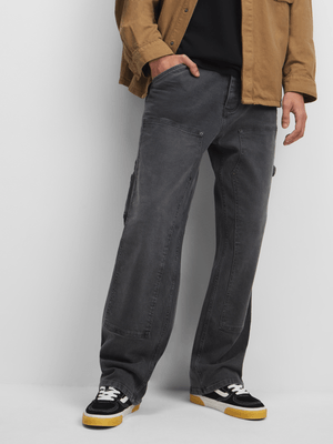 Redbat Men's Smokey Grey Carpenter Straight Leg Jeans