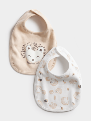 Jet Baby Stone Hedgehog 2 Pack Bib