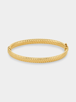 Yellow Gold Textured Fluted Bangle