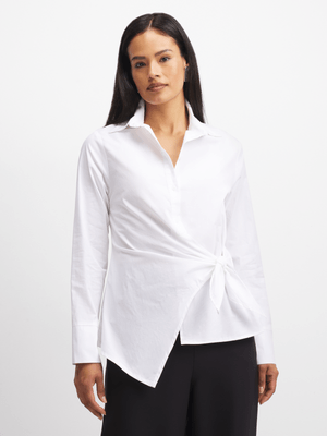 Exact Women's White Front Tie Shirt