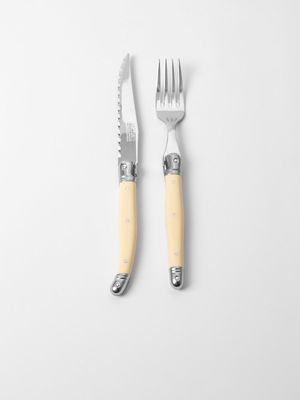 Laguiole Av Steak Knife & Fork Set Ivory 12pc