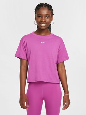 Nike Girls Sportswear Essential Boxy Hot Fuchsia Tee