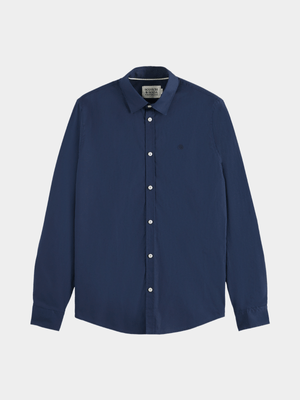 Men's Scotch & Soda Navy Core Poplin Solid Shirt