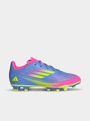 adidas Junior F50 Club FG/MG Blue/Lemon/Pink Boots