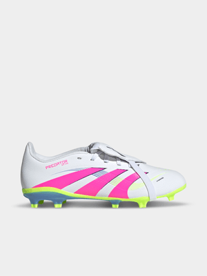 adidas Junior Predator League Fold-Over Tongue FG White/Pink/Lemon Boots