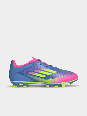 adidas Mens F50 Club FG/MG Blue/Lemon/Pink Boots