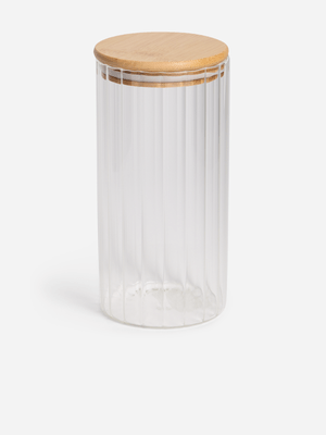 Jet Home Ribbed Canister With Bamboo Lid 1000ml