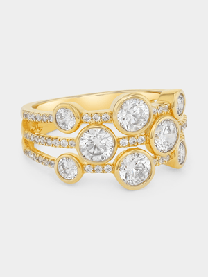 Cheté Gold Plated Sterling Silver Cubic Zirconia Bubble Ring