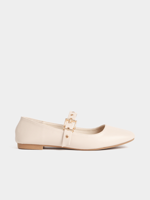 Jet Women's Ecru Ballerina Shoes