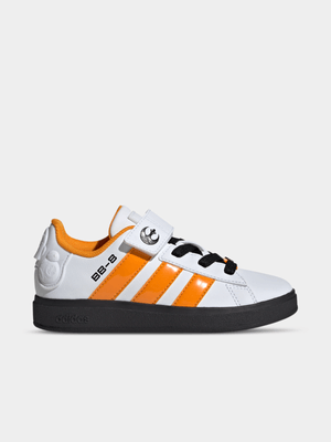 adidas Junior Pre-School Droids Grand Court White/Orange/Black Sneakers