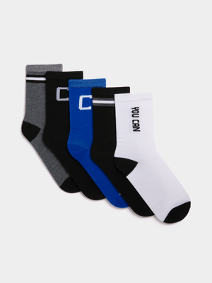 Jet Older Boys Multicolour 5 Pack Socks