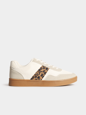Exact Women's White & Grey Animal Print Sneakers