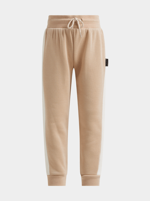 Exact Younger Girl's Natural & White Colourblock Joggers