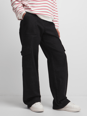 Exact Women's Black Wide-Leg Utility Jeans
