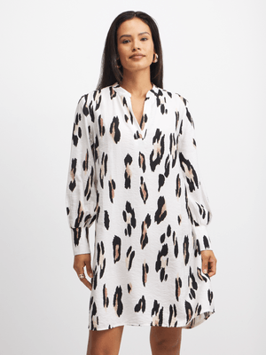 Exact Women's White Animal Print Tunic Dress