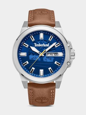 Timberland Canfield Stainless Steel Blue Dial Brown Leather Watch