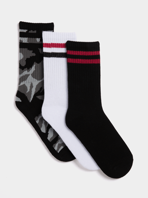 Jet Older Boys Multicolour 3 Pack Socks