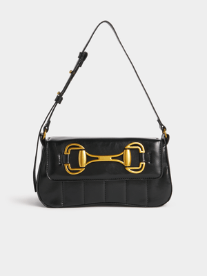 The FIX Women's Black & Gold Trim Top Handle Bag