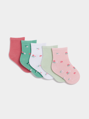 Jet Infant Girls Multicolour 5 Pack Floral Socks