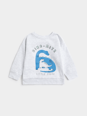Jet Toddler Boys Grey Melange Dino-Mite Active Top