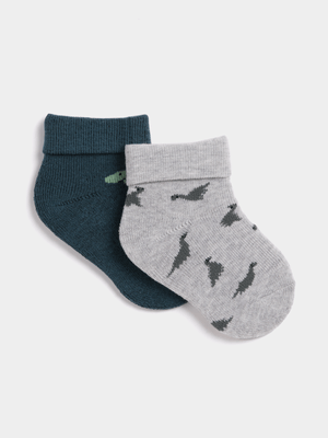 Jet Infant Boys Multicolour 2 Pack Dino Socks