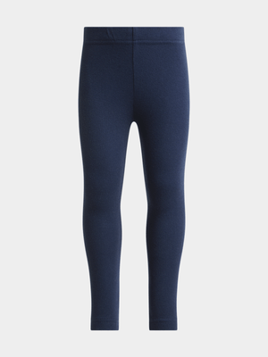 Jet Younger Girls Navy Rib Leggings