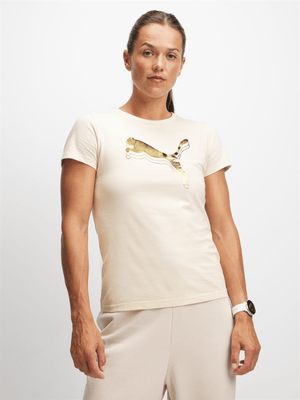 Puma Womens Essential Metallic Logo Alpine Snow Tee