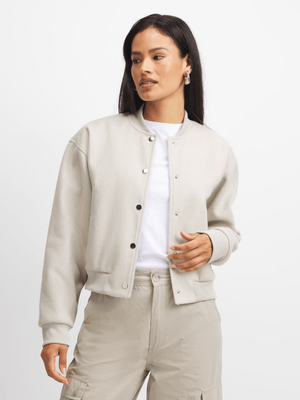 Exact Women's Natural Melton Bomber Jacket