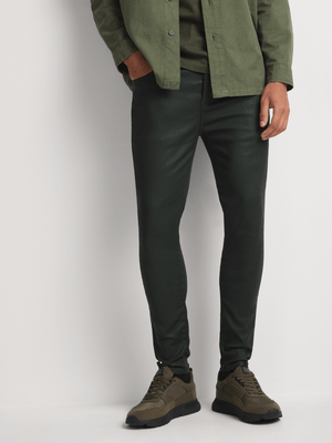 Men's Relay Jeans Super Skinny Military Green Coated Jean