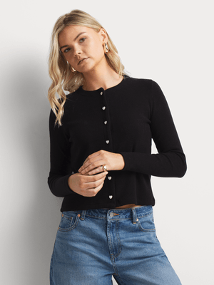 Women Me&B The Cut and Sew Cardigan in Black in Bl
