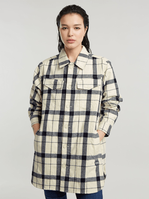 G-Star Women's Boyfriend White Check Overshirt