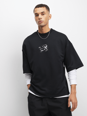 The FIX Men's Black Sketch Cupid Print Top