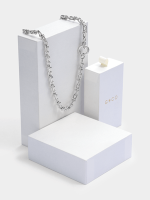 Rhodium Plated Horseshoe Link Chain Necklace