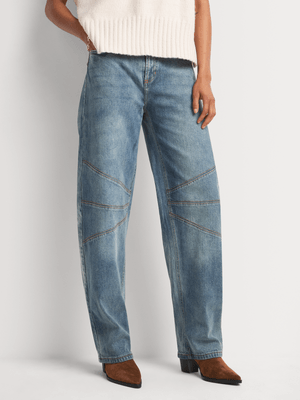 FF Denim Knee Panels Barrell Leg Jeans