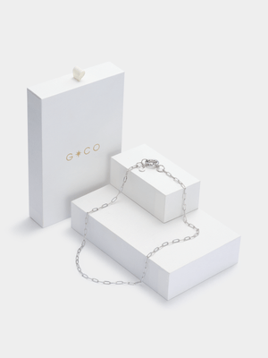 Rhodium Plated Anchor Chain Necklace