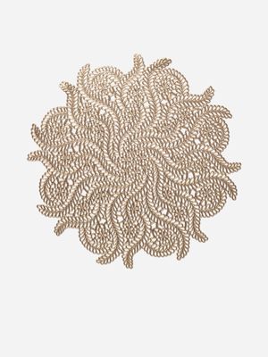 PVC Indira Round Gold Leaf Placemat 38cm 2Pk