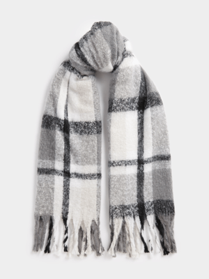 Exact Women's Black & Grey Check Blanket Scarf
