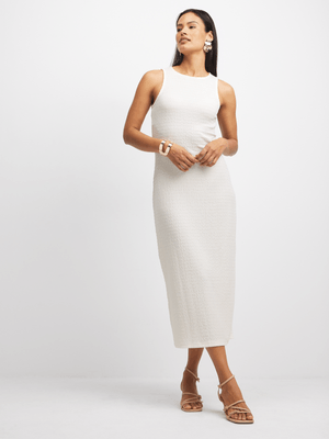 Exact Women's Cream Textured Bodycon Dress