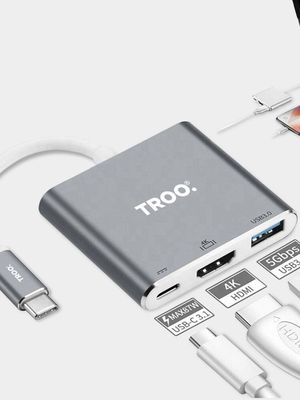 TROO Certified 87W Fast Charge Type-C To 4K HDMI Multiport Adapter