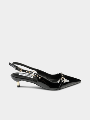 Women's Madison Lexi Black Slingback Kitten Heel