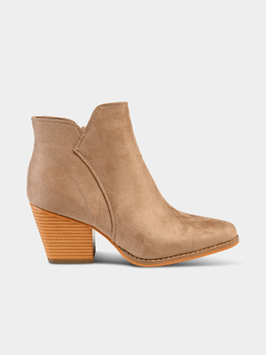 Women's Madison Jett Taupe Ankle Boot On Low Block