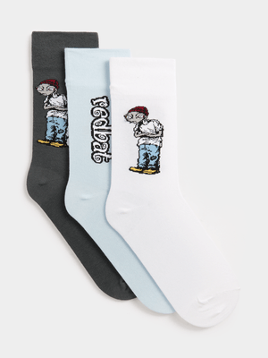 Redbat Unisex 3 Pack Alien Multicolour Socks 4-7