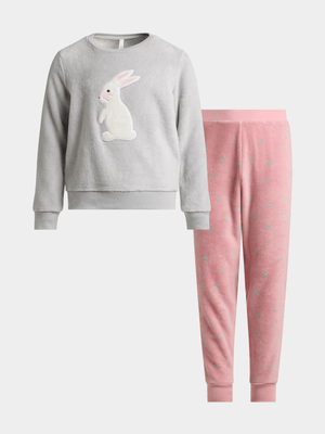 Exact Older Girl's Grey & Pink Bunny Sleepwear Set