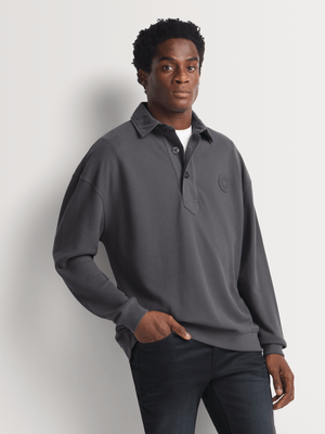 Fabiani Men's Charcoal Broad Placket Polo Golfer