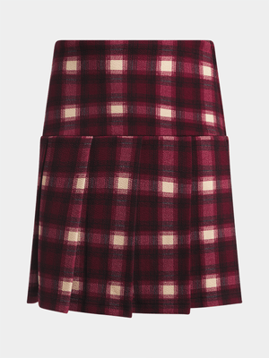Jet Older Girls Burgundy Check Skirt